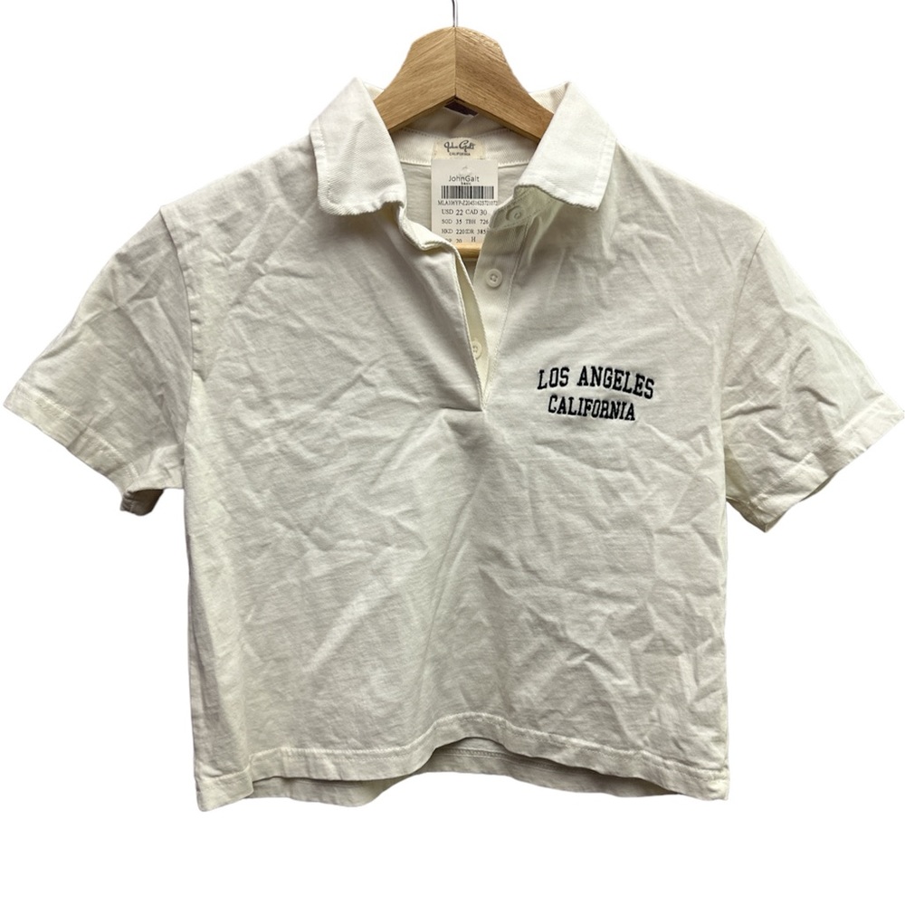 NWT Brandy Melville Los Angeles Cropped Polo Tee Embroidered